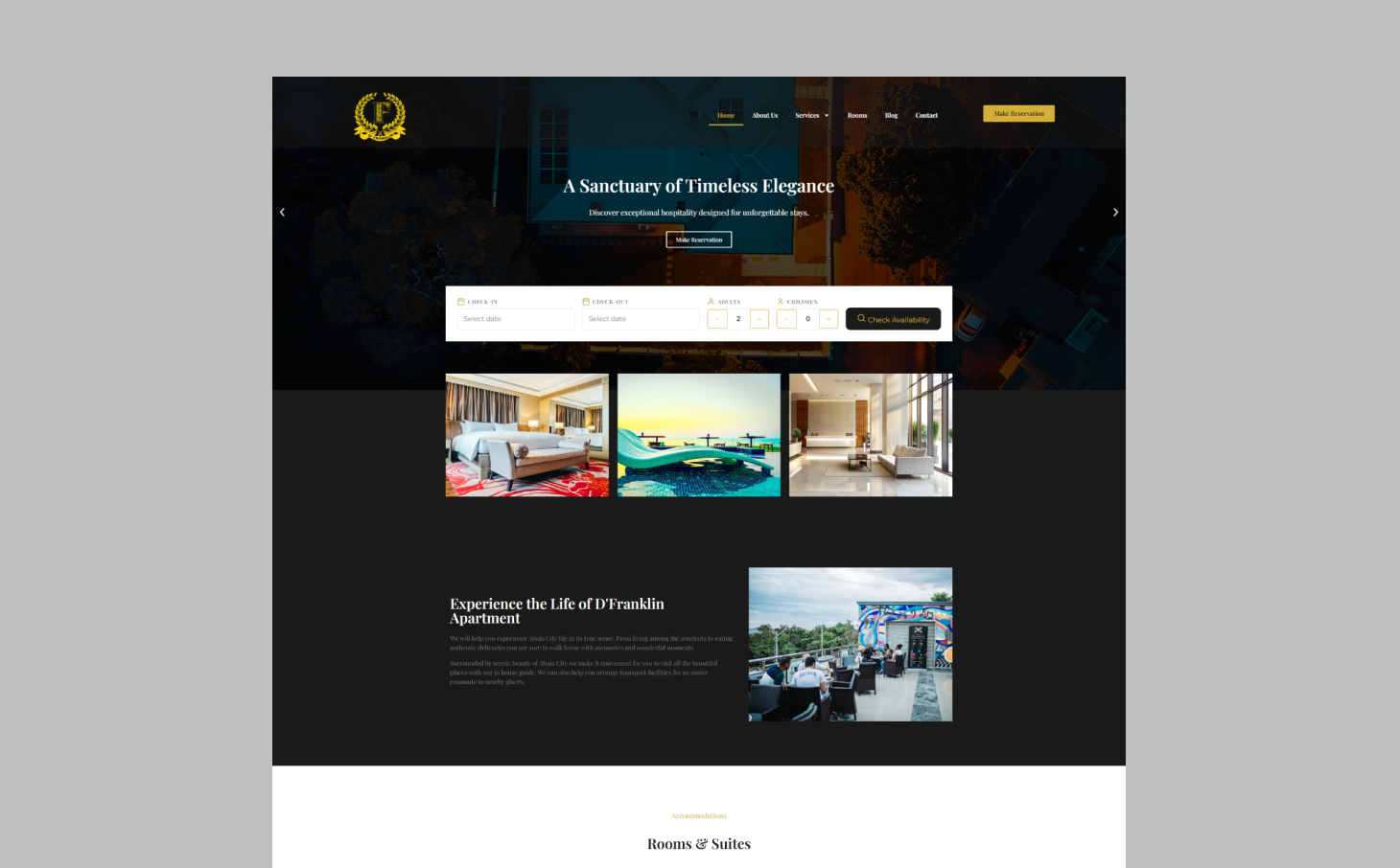 Defranklin Apartments website screen